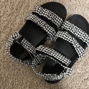 Black and White Gingham Sandals